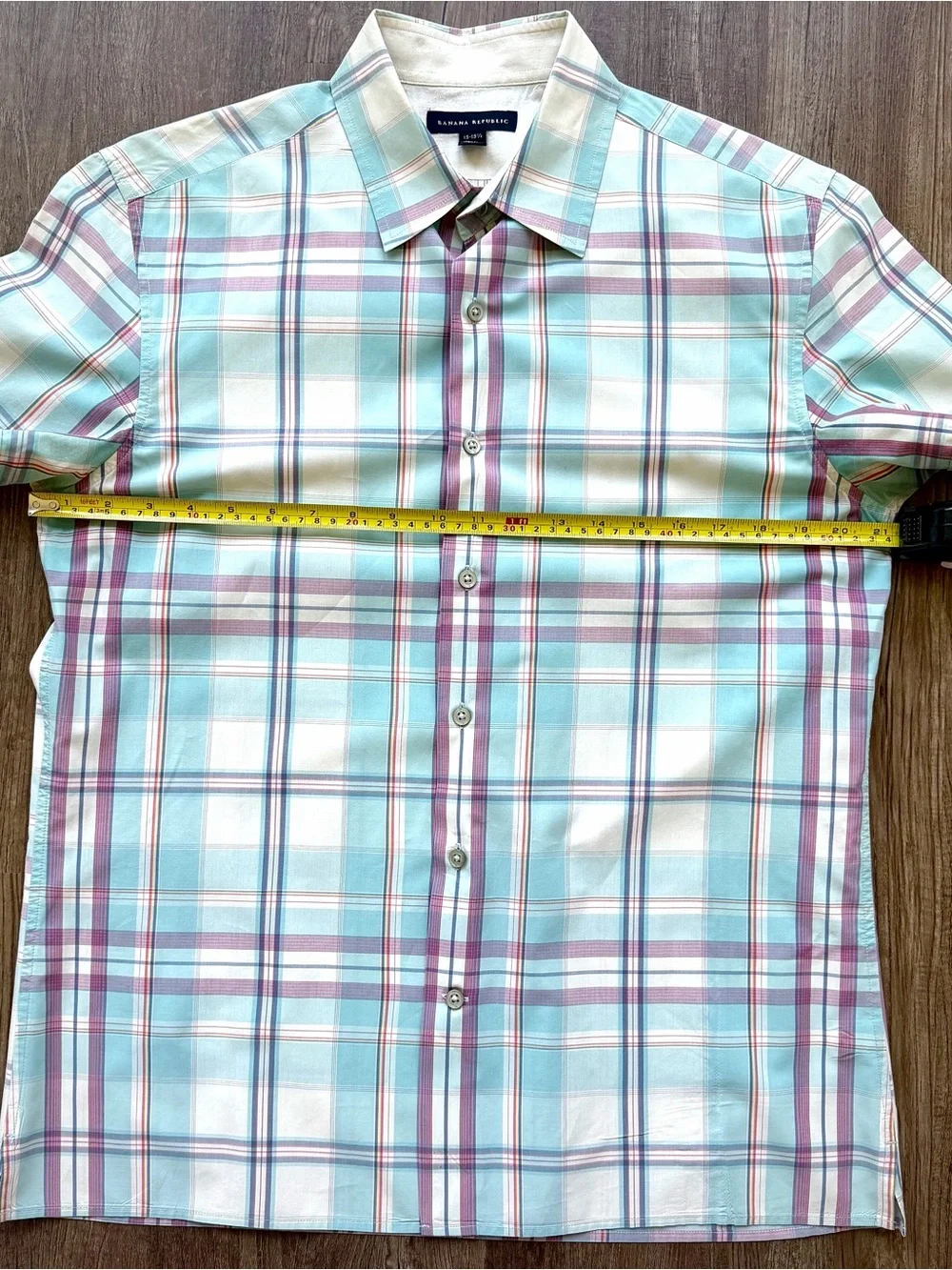 Y2K Banana Republic Plaid Button Up Shirt Men’s Medium Pastel Blue Pink Cotton